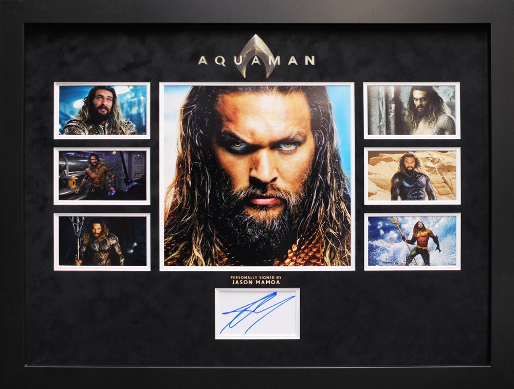Aquaman film tribute signed white card by Jason Mamoa - Memorabilia Framers Shop